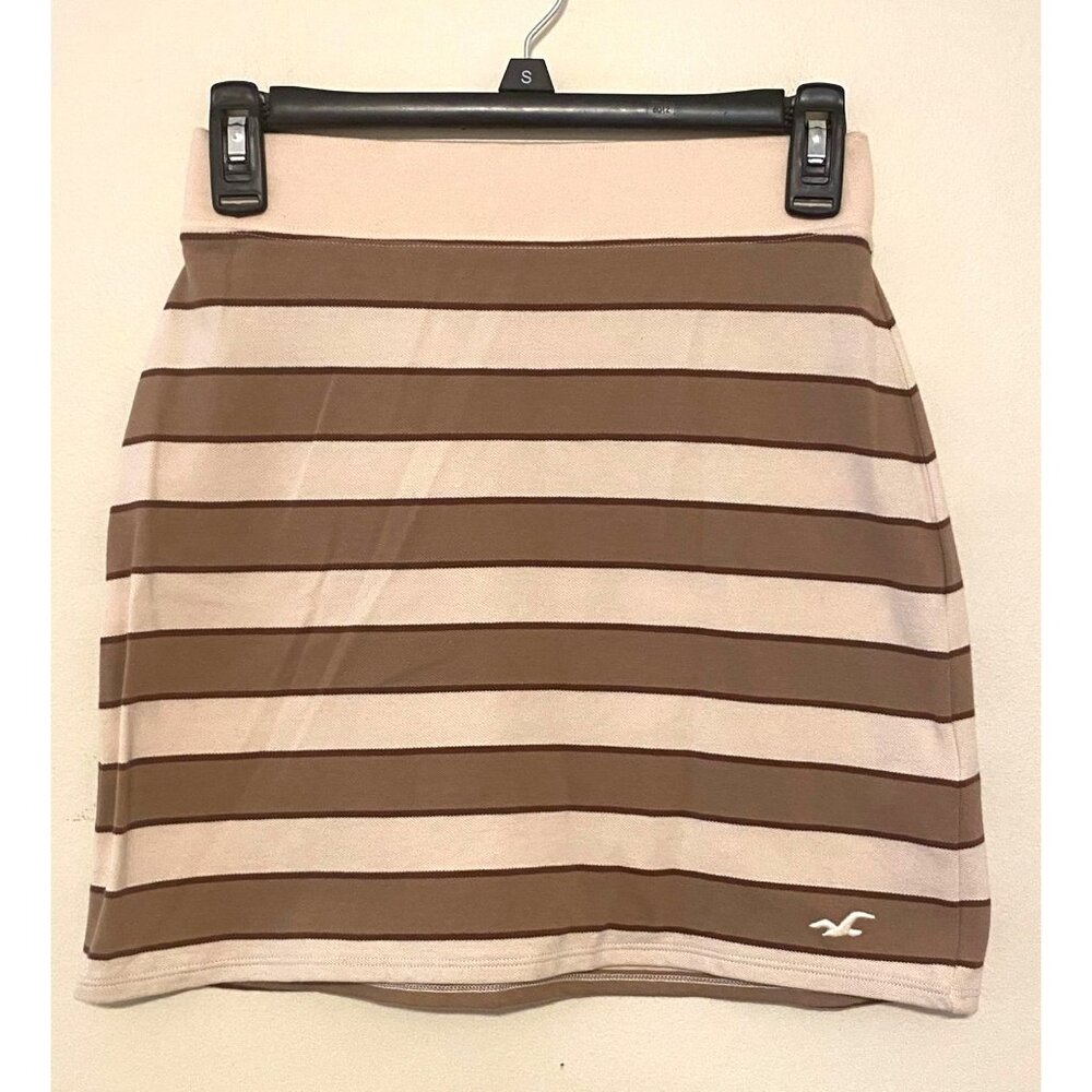 Hollister Brown Ivory Striped Ultra High Rise Mini Skirt Unlined Size XS